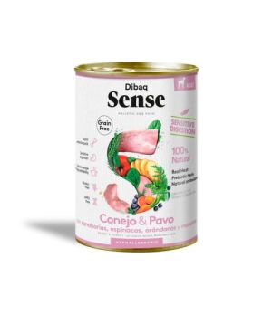 Alimento Húmedo Adulto Dibaq Sensitive Conejo y Pavo Lata 380 Gr