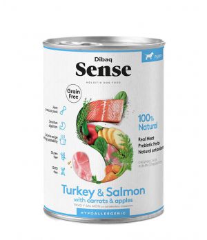 Alimento Húmedo Cachorro Dibaq Sense Pavo y Salmón Lata 380 gr